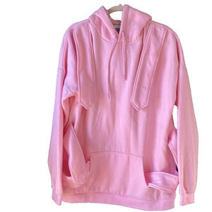 Nicopanda Sweater Men’s Small Pink Pullover Hoodie Streetwear Unique Art To Wear